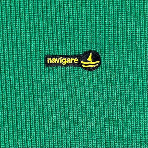 VTG 80’s Rare Navigare Men’s Green Sweater with Green Nylon Embellishments. - Picture 10 of 12